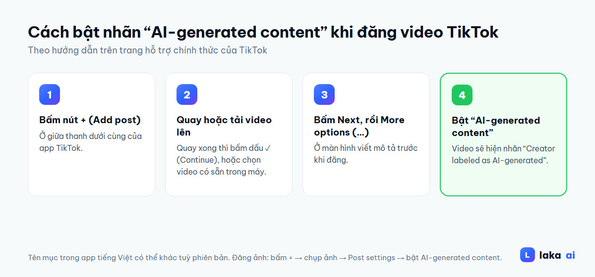 Cách bật nhãn AI-generated content khi đăng video TikTok