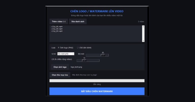 Phần mềm chèn logo watermark lên video hàng loạt